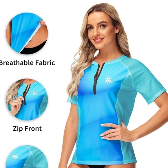 Blue Short Sleeve Rash Guard - Picture 2 of 3